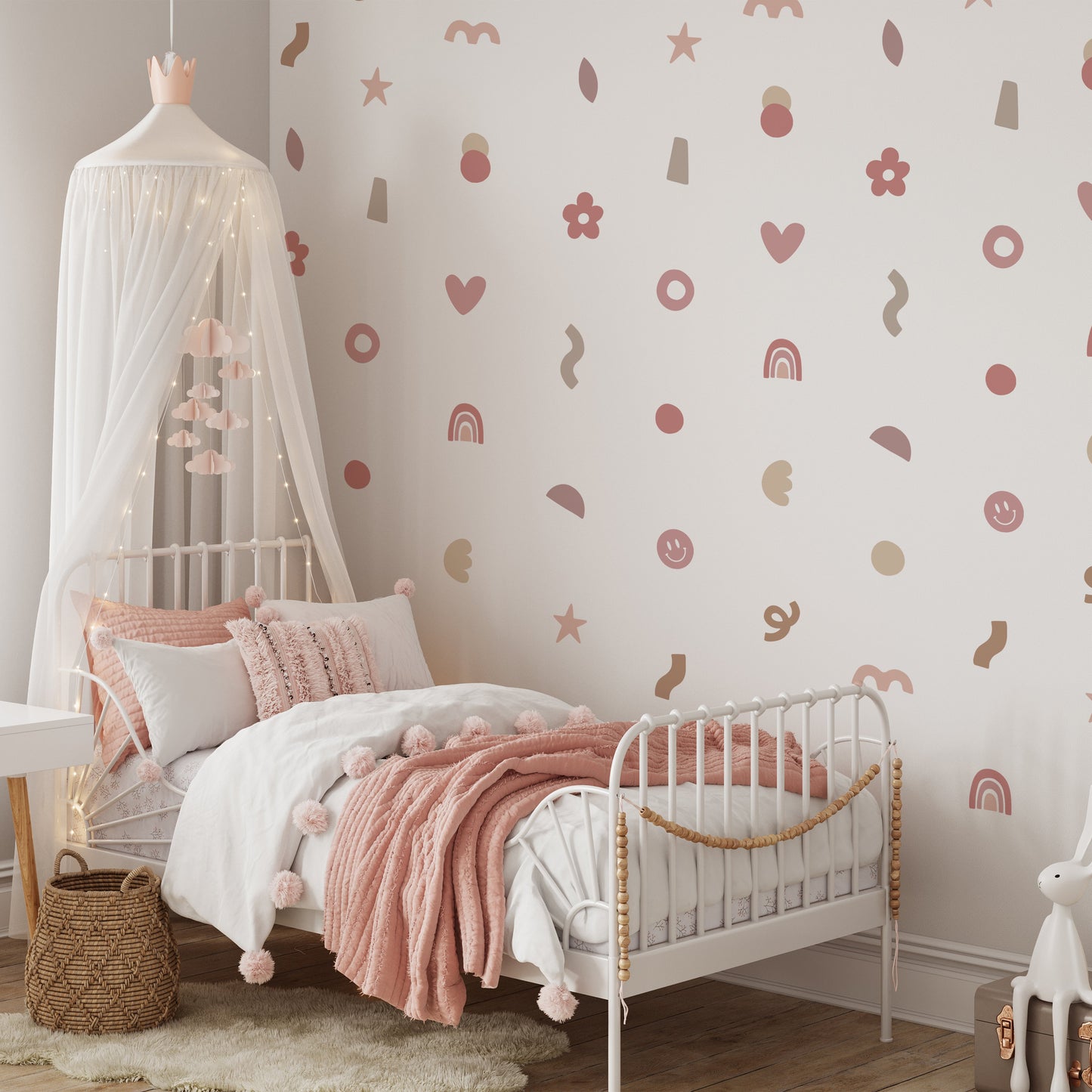 Peel & Stick Fabric Wall Stickers - Abstract Shapes (Girly)