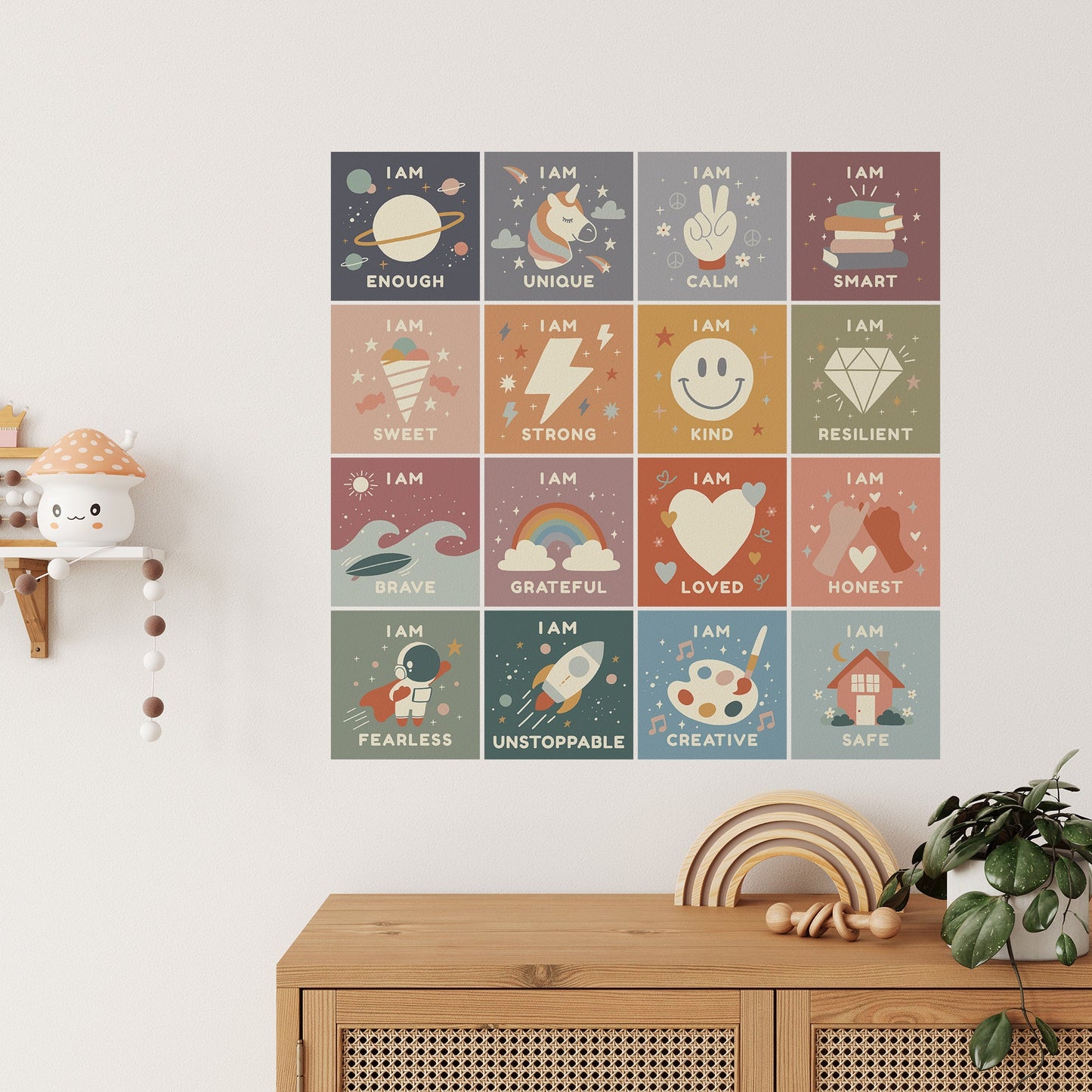 Peel & Stick Fabric Wall Stickers - Affirmation Squares