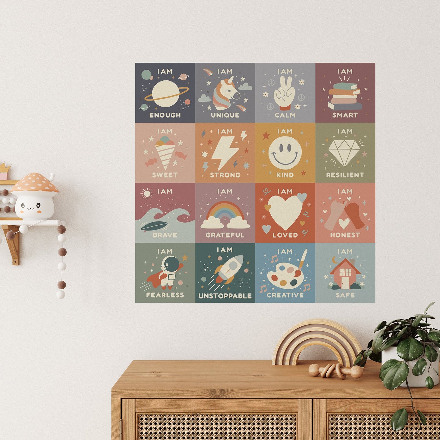 Peel & Stick Fabric Wall Stickers - Affirmation Squares