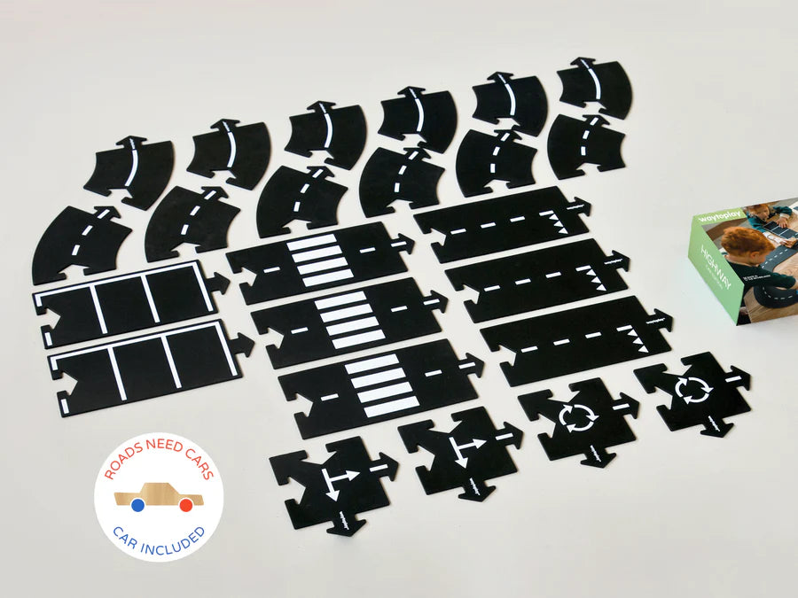 Waytoplay Flexible Roads - Highway Set (24 pieces) with Car