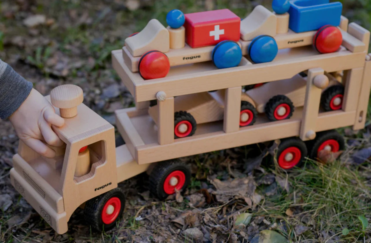 Fagus Car Transporter Truck - Wooden Play Vehicles from Germany