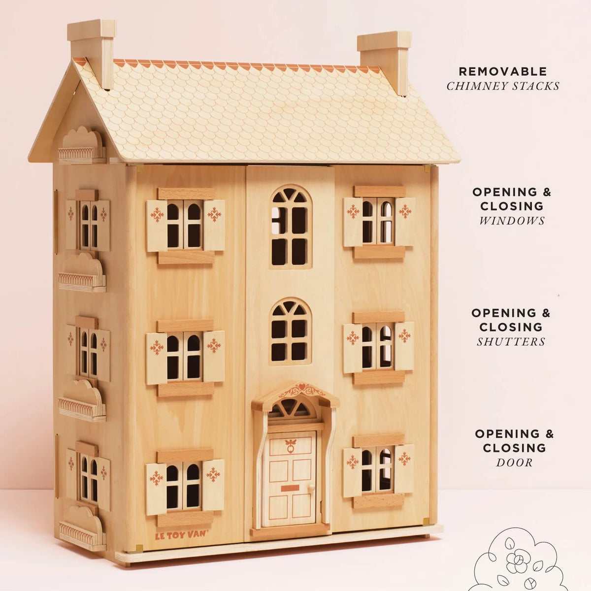 Grand Natural Wood Dolls House - by Le Toy Van