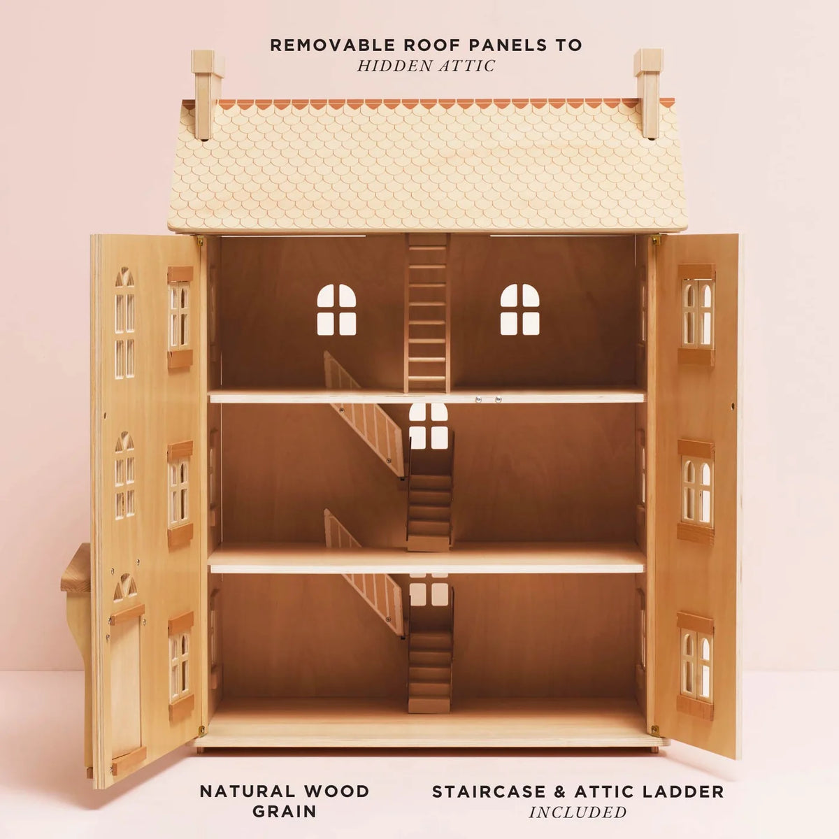 Grand Natural Wood Dolls House - by Le Toy Van