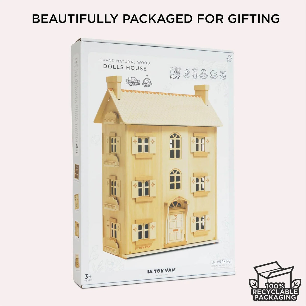Grand Natural Wood Dolls House - by Le Toy Van