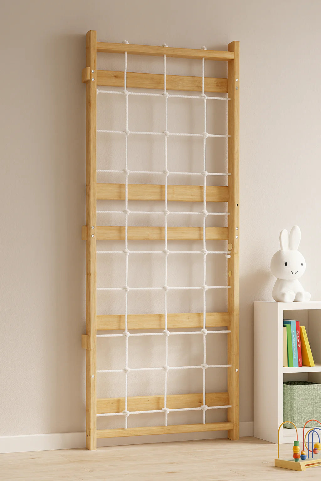 Add-On Rope Wall Panel for 95" Modular Walnut Ladder by Avenlur