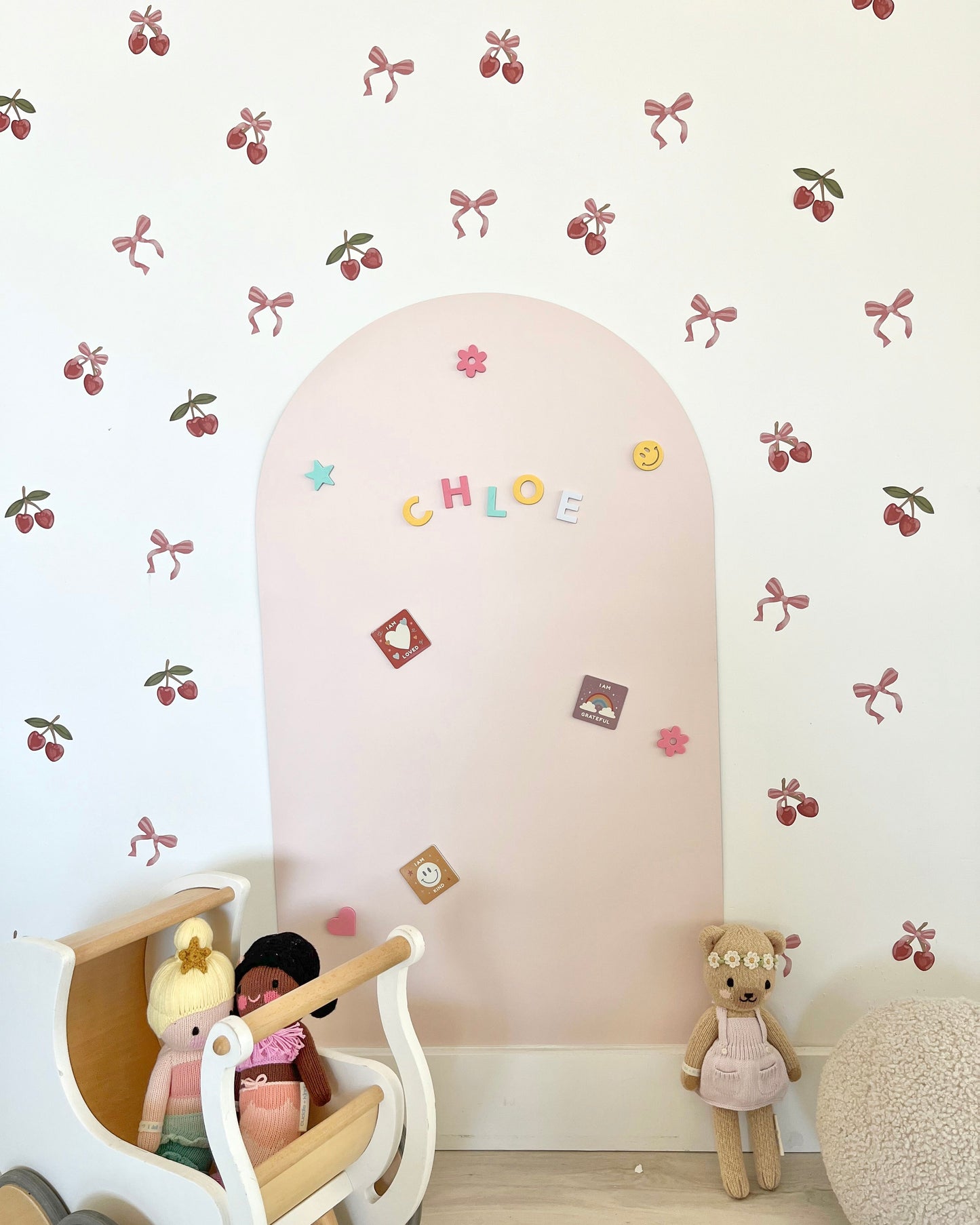 Peel & Stick Fabric Wall Stickers - Cherries & Bows