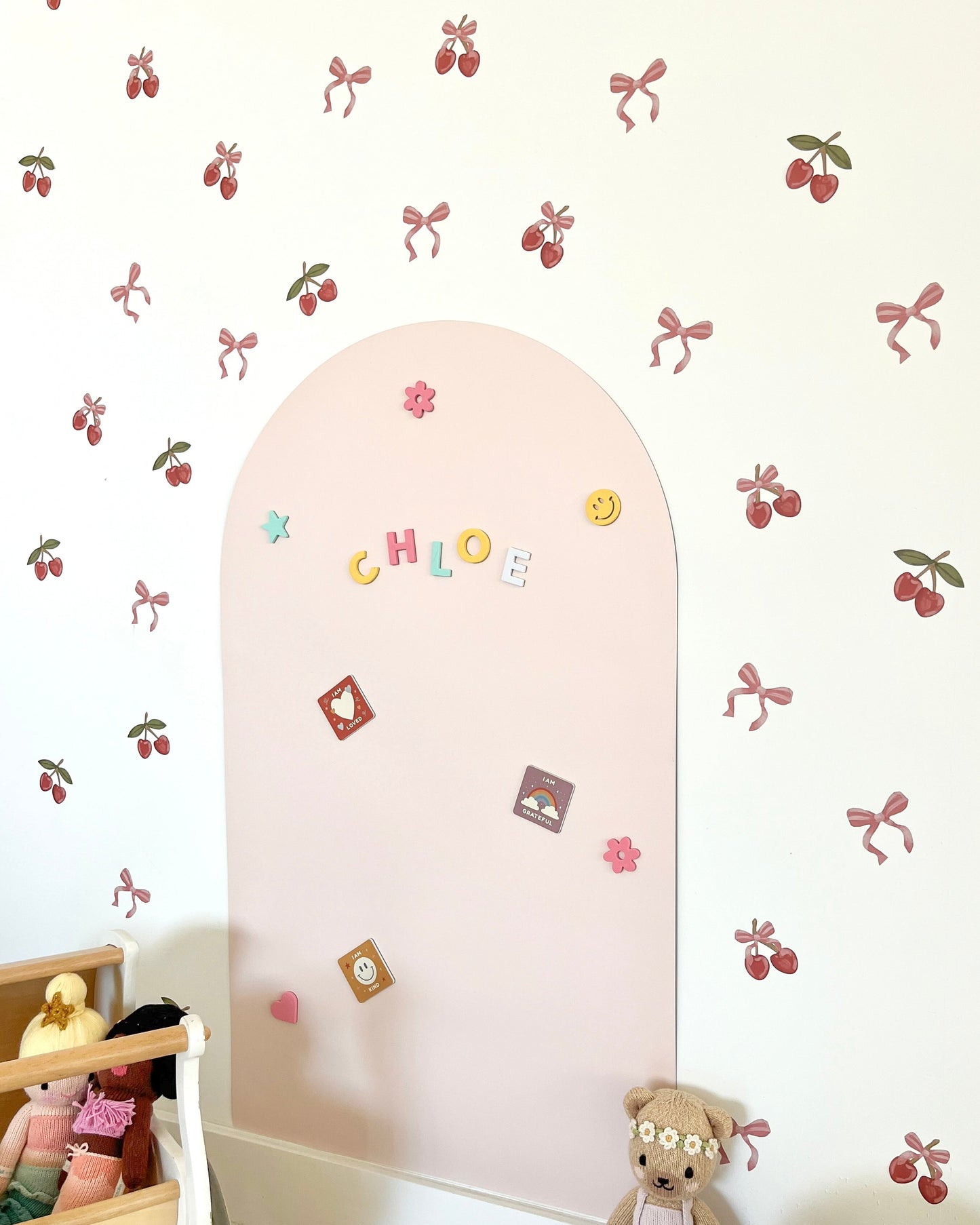 Peel & Stick Fabric Wall Stickers - Cherries & Bows