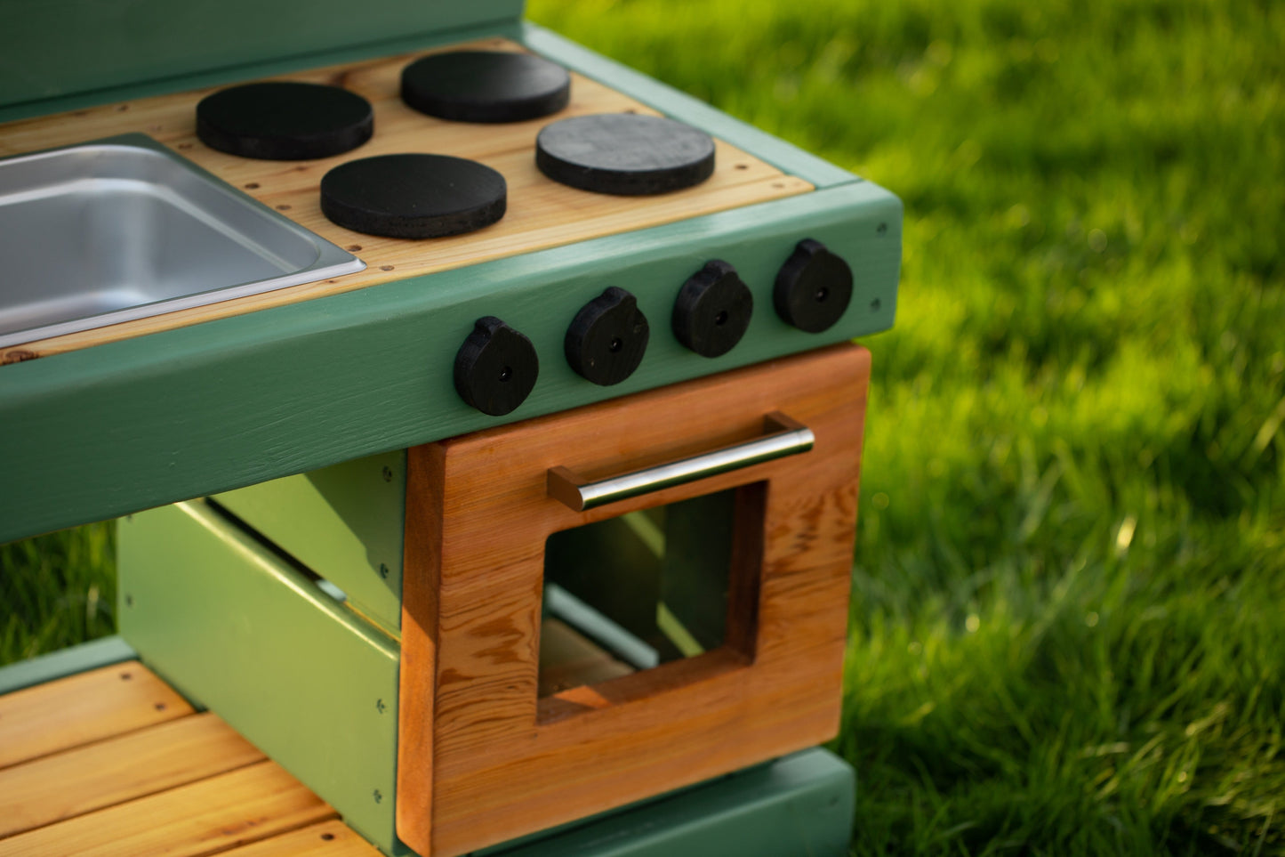 Painted Mud Kitchen with Oven and Working Sink