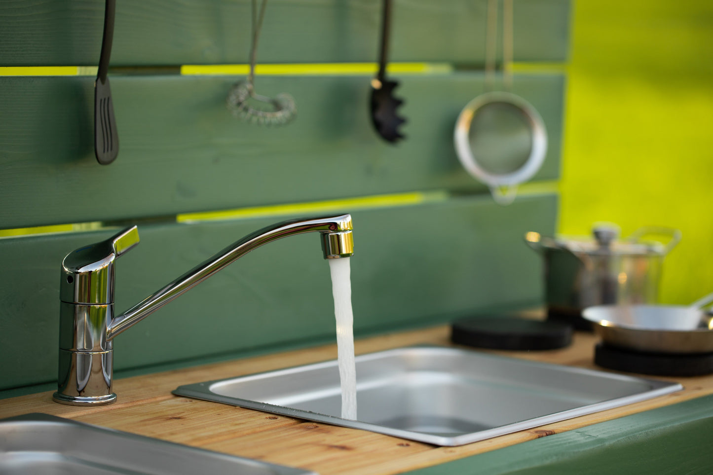 Painted Mud Kitchen with Oven and Working Sink