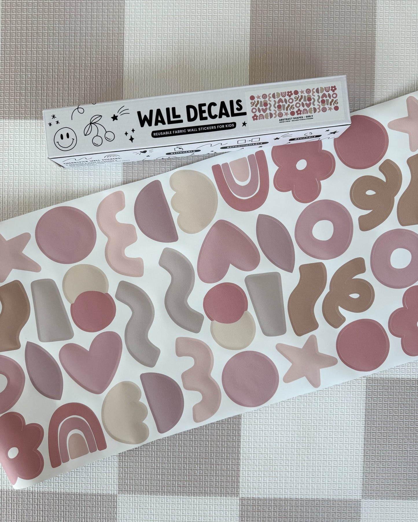 Peel & Stick Fabric Wall Stickers - Abstract Shapes (Girly)