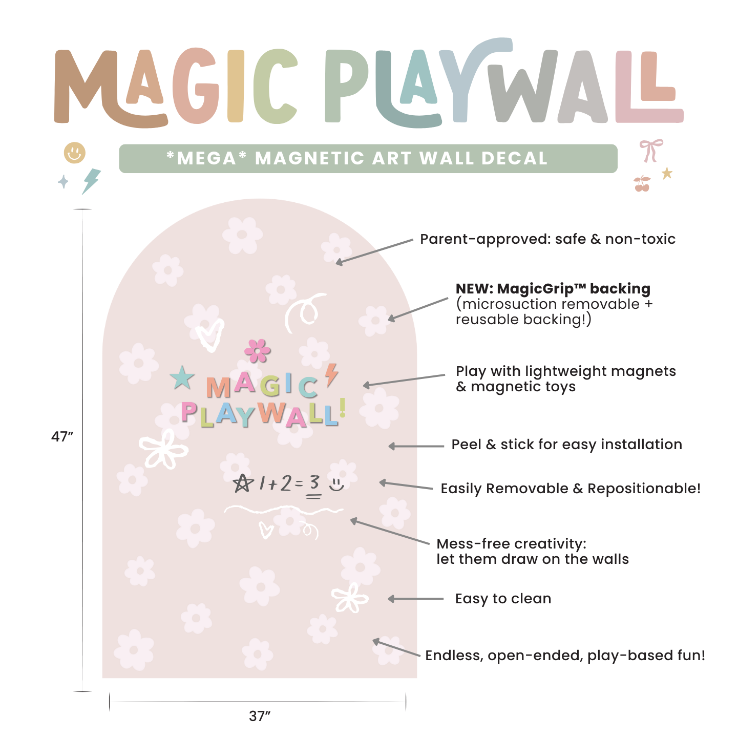 MEGA Magic Playwall - Arch Magnetic Wall Decal for Kids