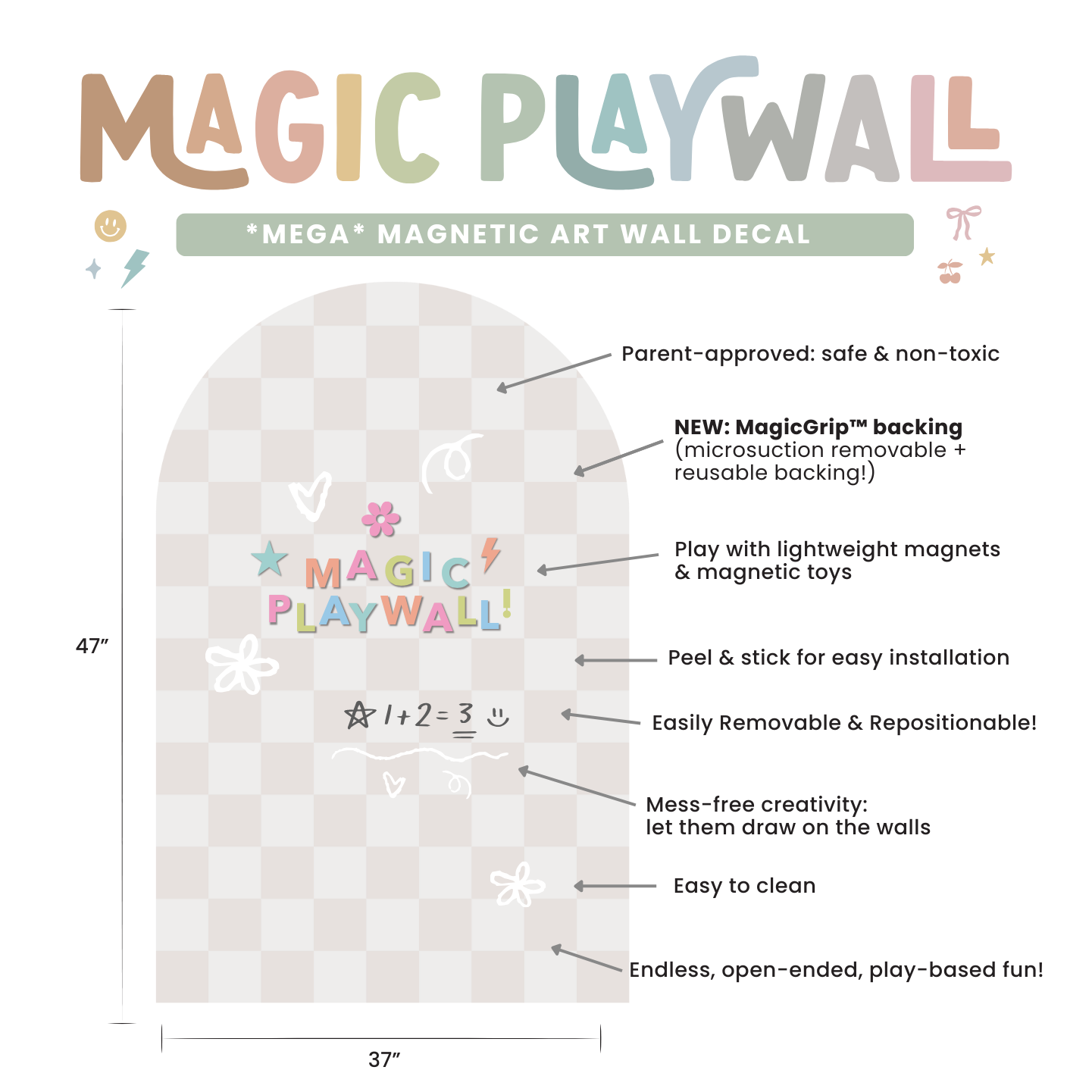MEGA Magic Playwall - Arch Magnetic Wall Decal for Kids