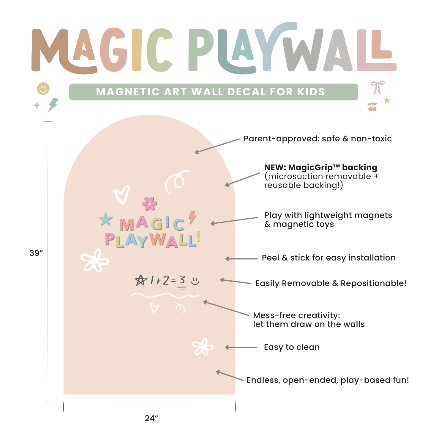 Magic Playwall - Arch Magnetic Wall Decal for Kids