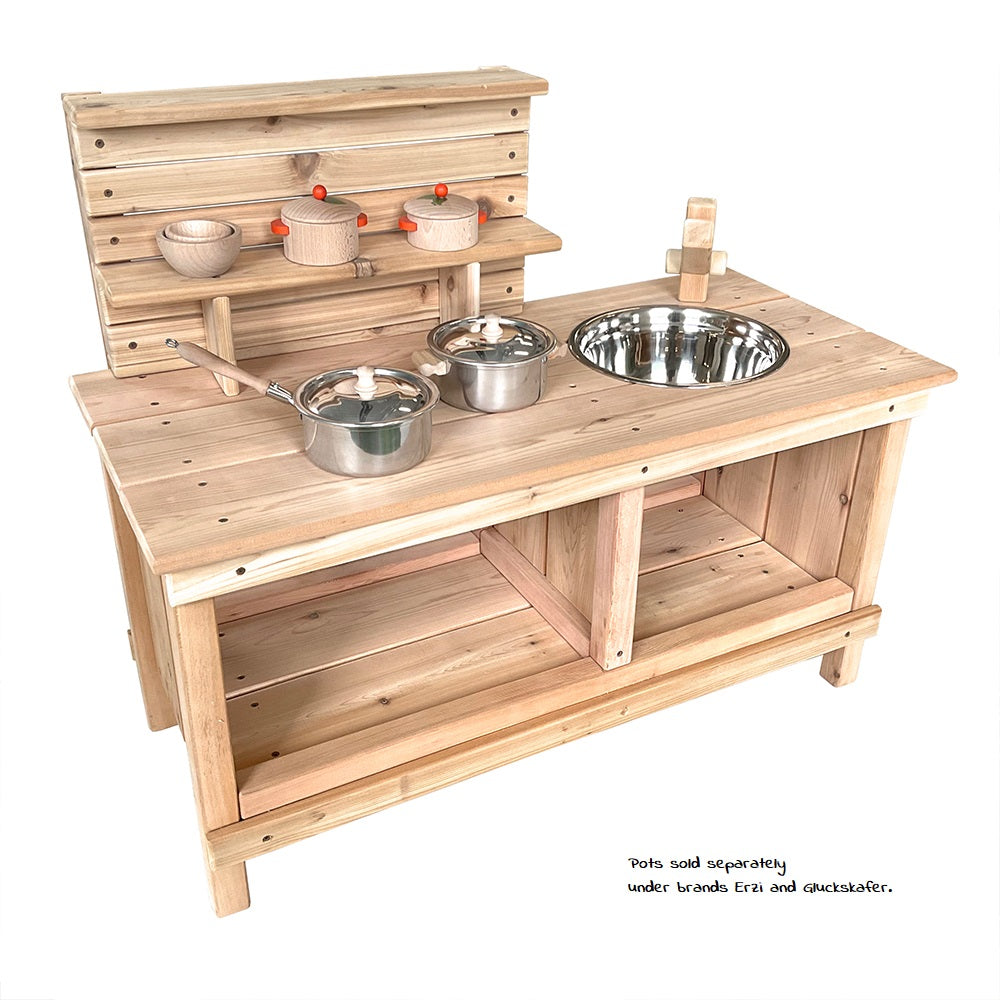 Cedar Kitchen With Shelf (18 Inches) - Just Playing (Made in Canada)