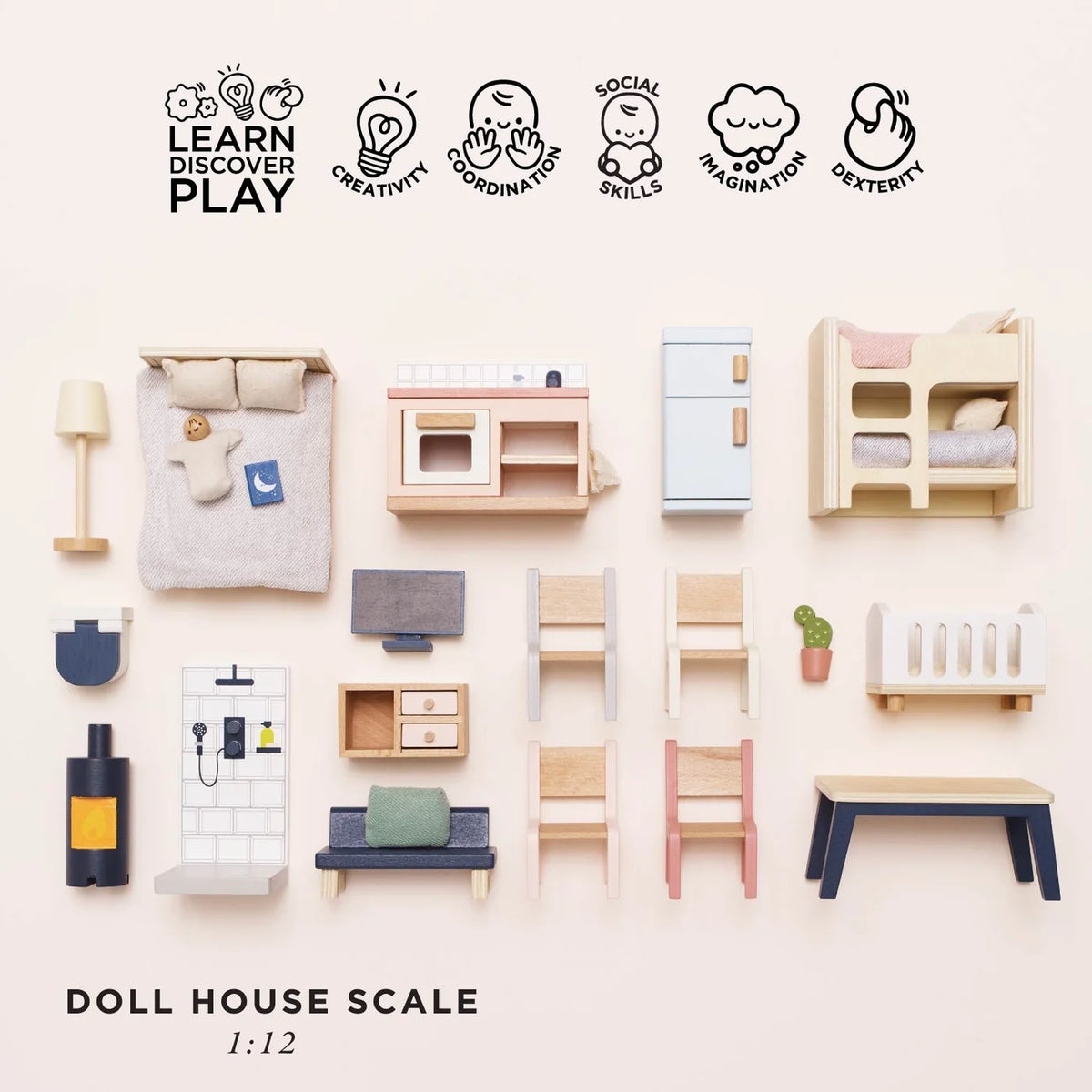 Complete Dolls House Furniture Set - Miniature Play House Furniture by Le Toy Van