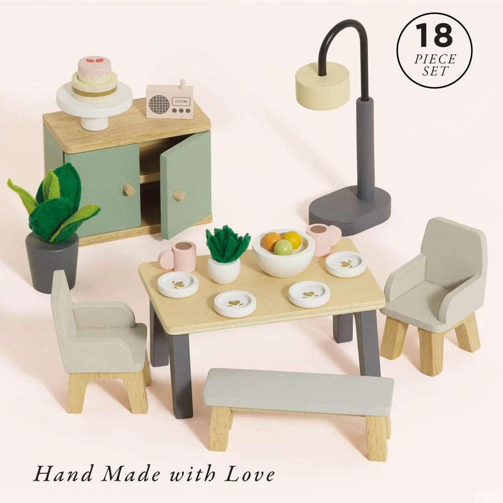 Dolls House Dining Room Furniture Set - Miniature Play House Furniture by Le Toy Van