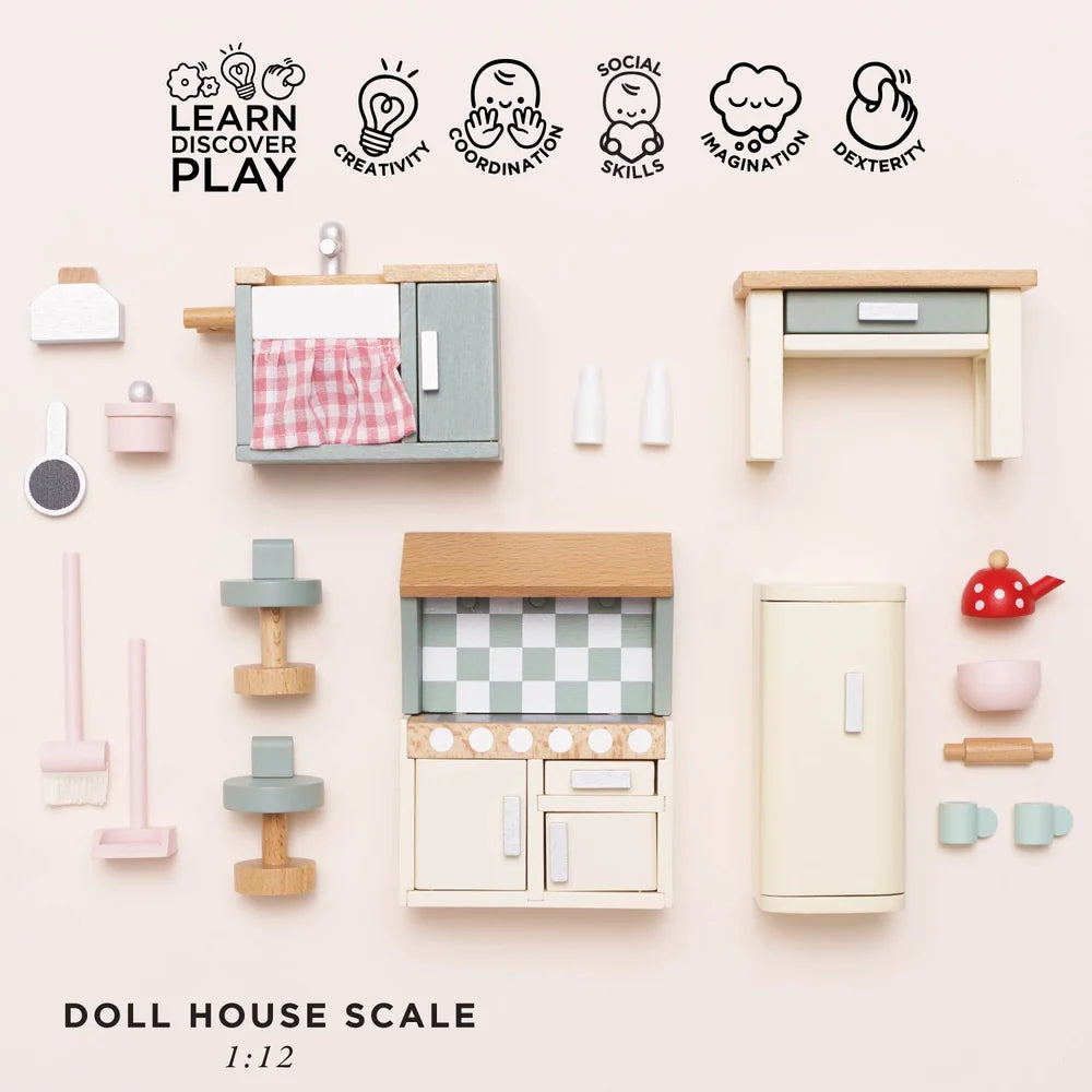 Dolls House Kitchen Furniture Set - Miniature Play House Furniture by Le Toy Van