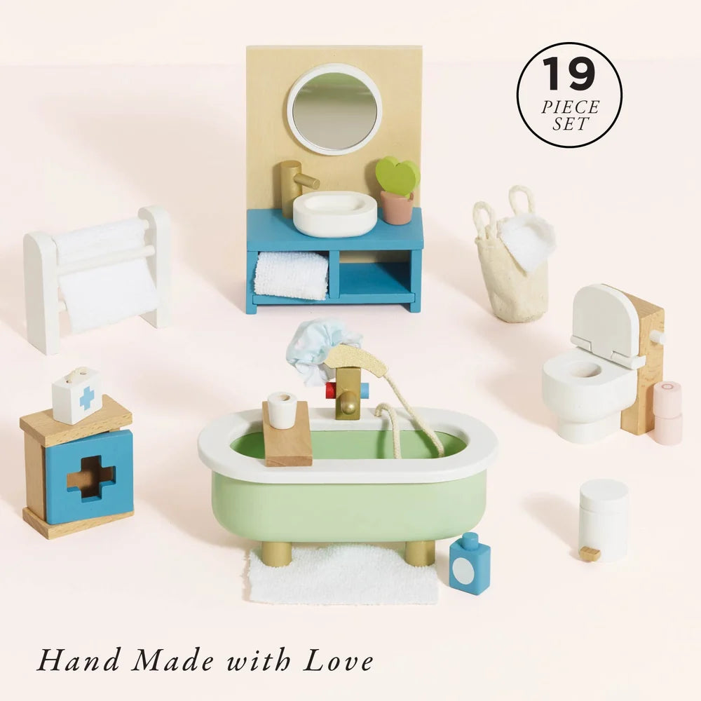 Dolls House Bathroom Furniture Set - Miniature Play House Furniture by Le Toy Van