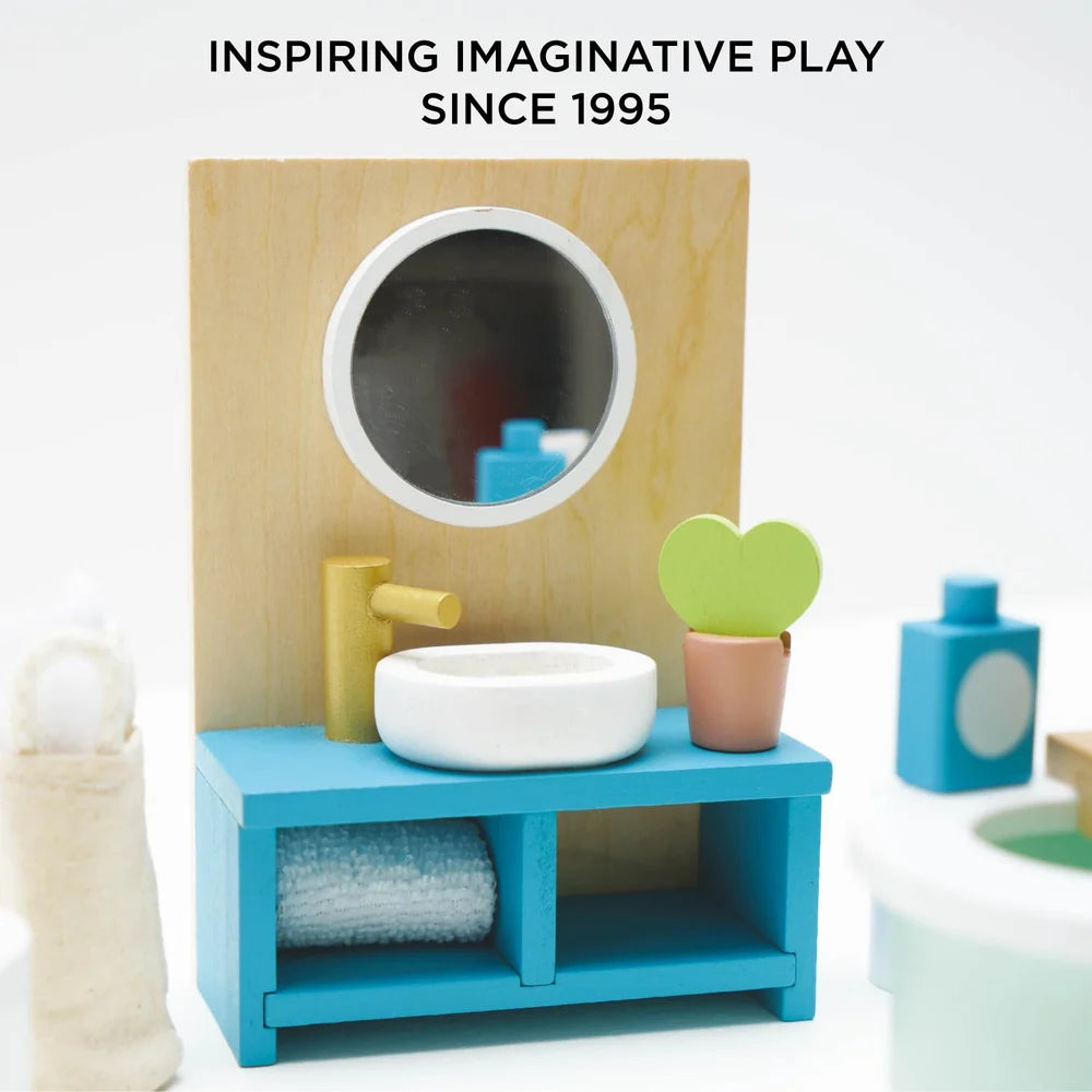 Dolls House Bathroom Furniture Set - Miniature Play House Furniture by Le Toy Van