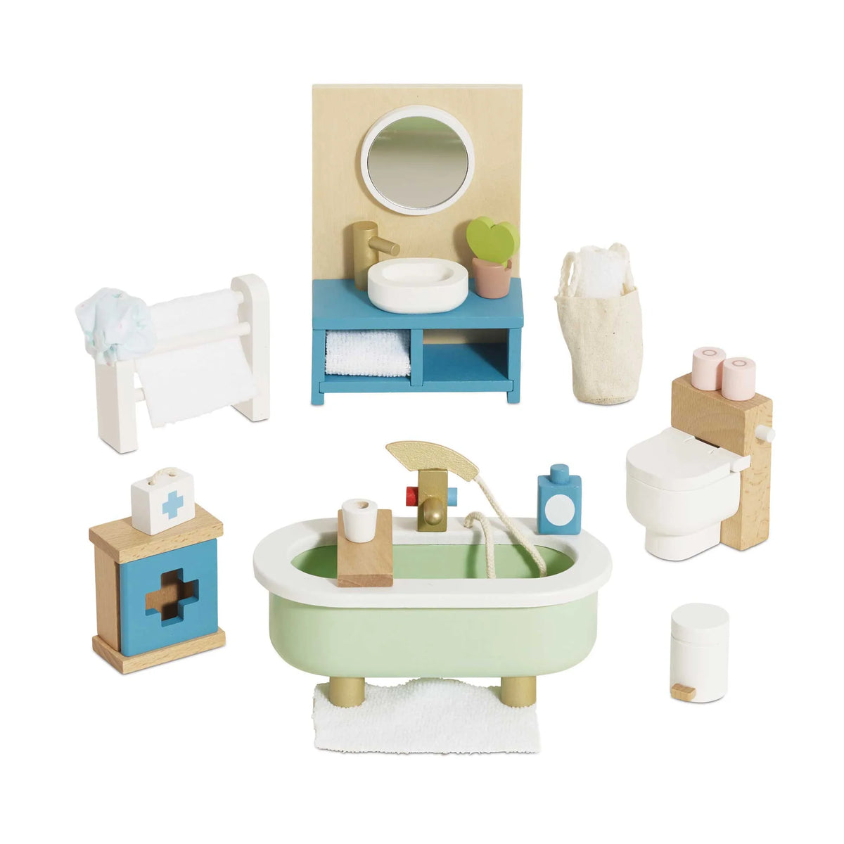 Dolls House Bathroom Furniture Set - Miniature Play House Furniture by Le Toy Van