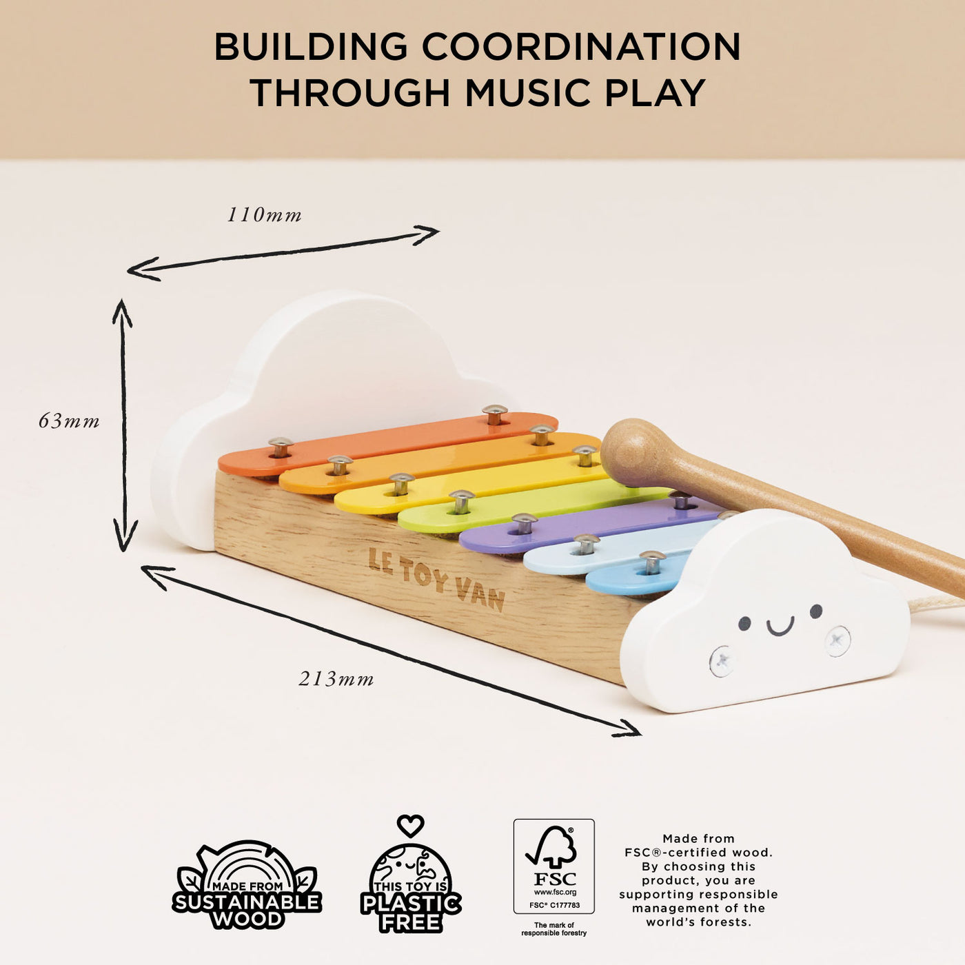 Rainbow Wooden Xylophone - Le Toy Van