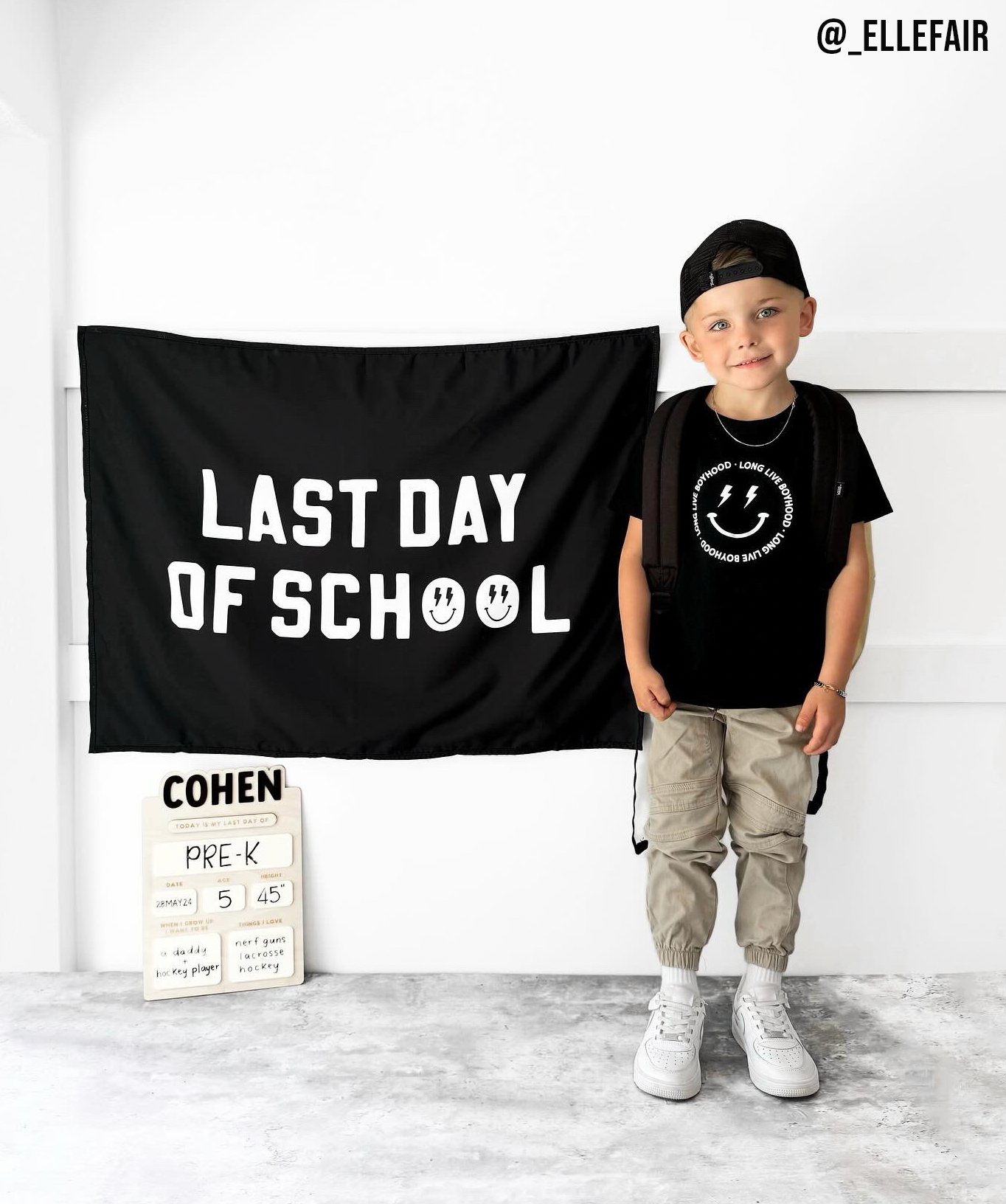 First / Last Day of School (Black) Reversible Banner