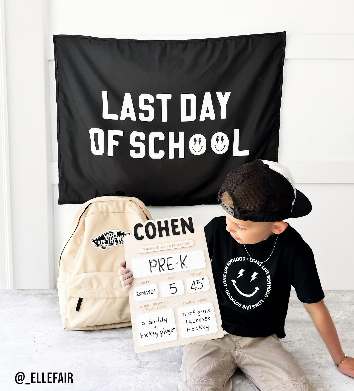 First / Last Day of School (Black) Reversible Banner