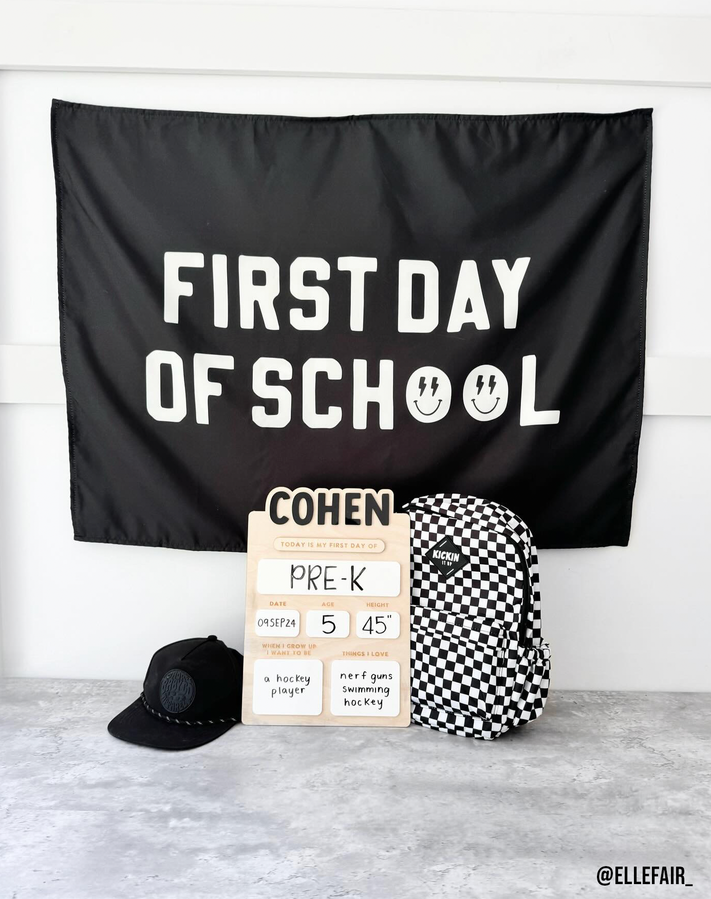 First / Last Day of School (Black) Reversible Banner