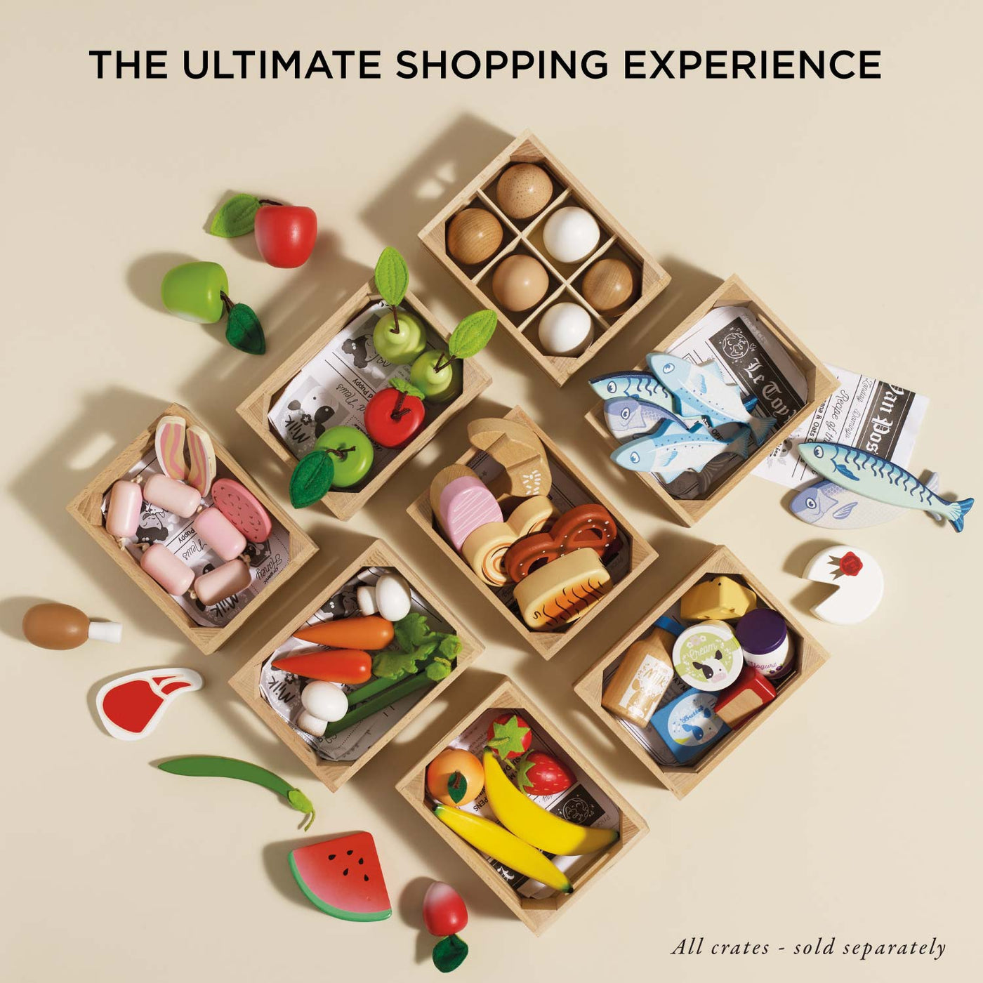 Market Fish Wooden Play Food Crate - Wooden Toy Food by Le Toy Van