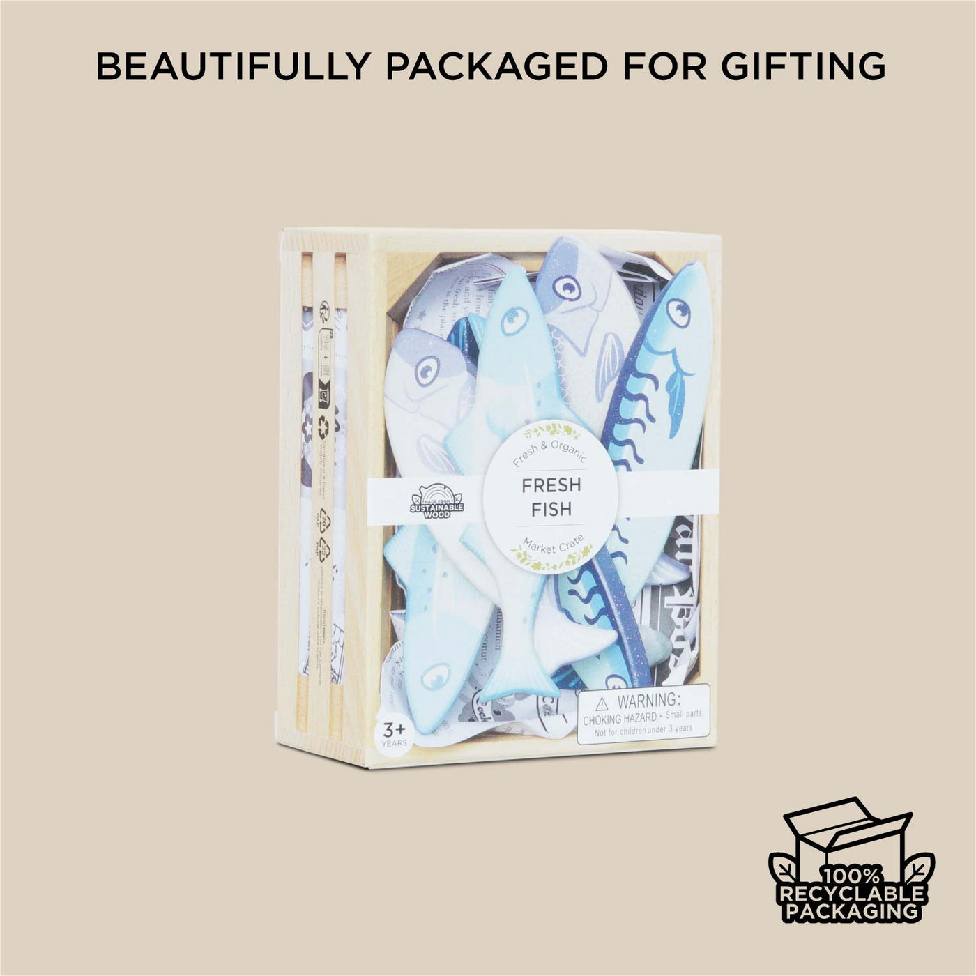 Market Fish Wooden Play Food Crate - Wooden Toy Food by Le Toy Van