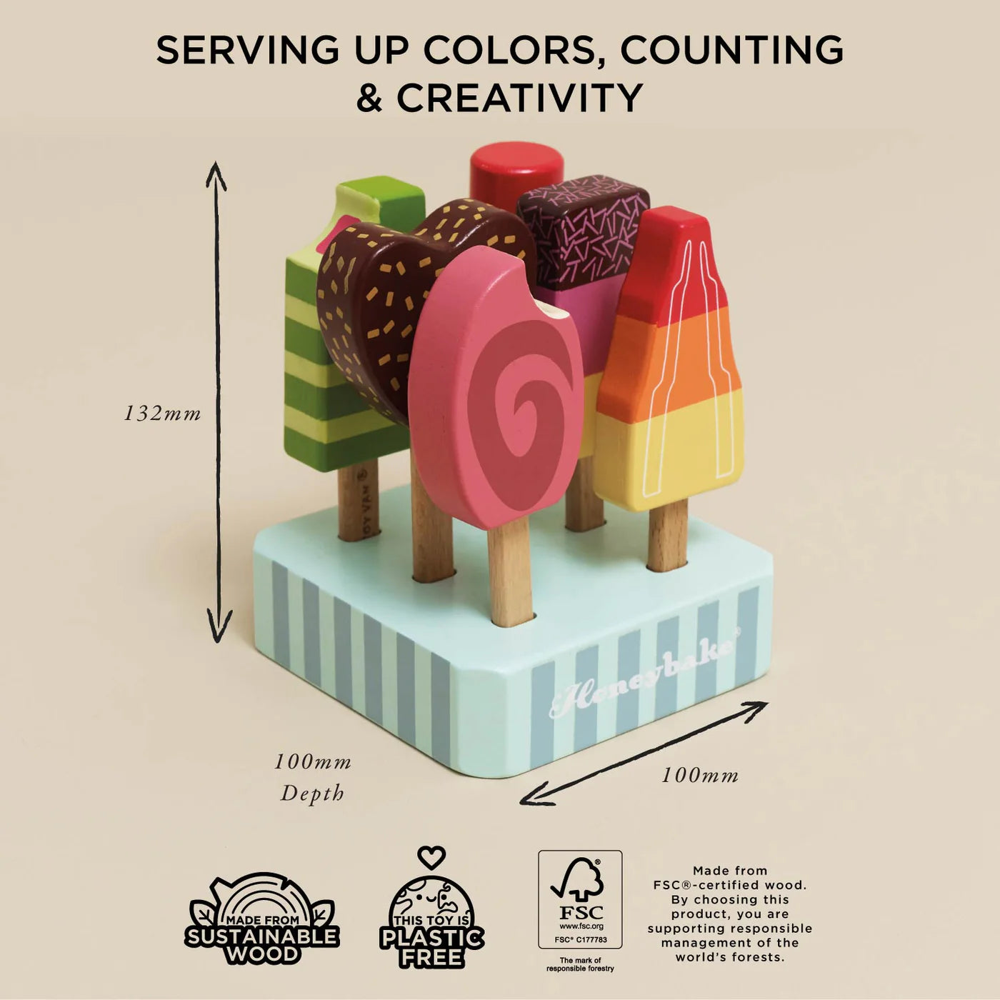 Wooden Ice Lollies Popsicles Set - Wooden Toy Food by Le Toy Van