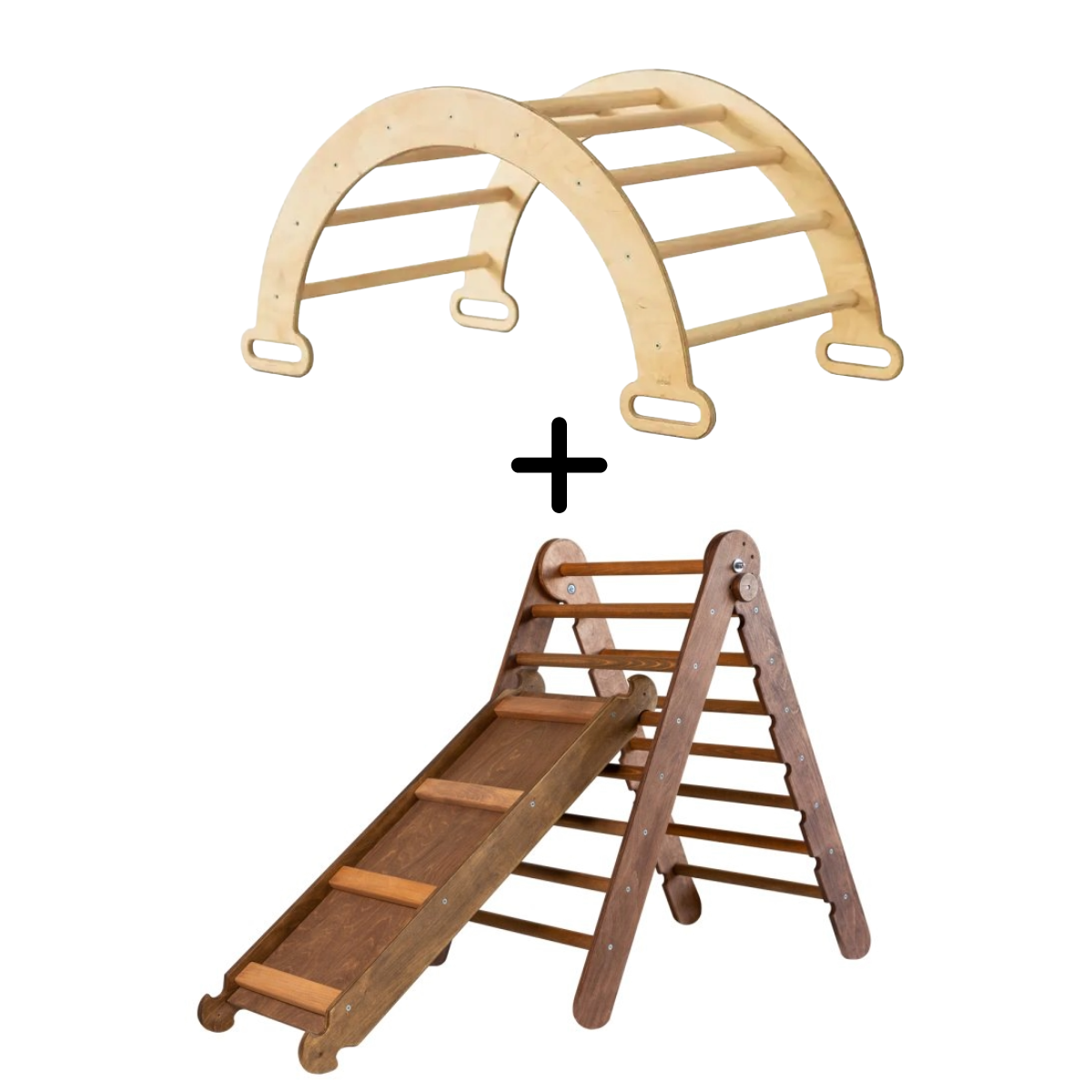 Pikler Triangle & Slide Board & Climbing Arch Bundle - by Goodevas
