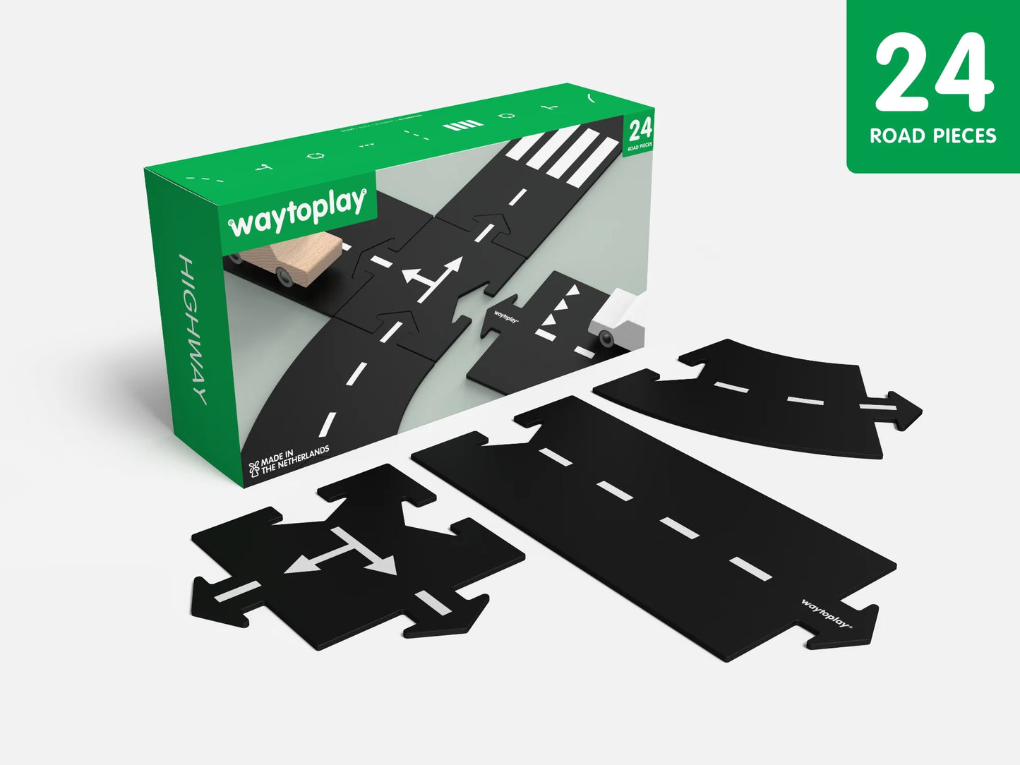 Waytoplay Flexible Roads - Ensemble d'autoroutes (24 pièces)
