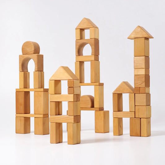 Grimm's - Natural Geometrical Blocks (60 pcs) in Net Bag