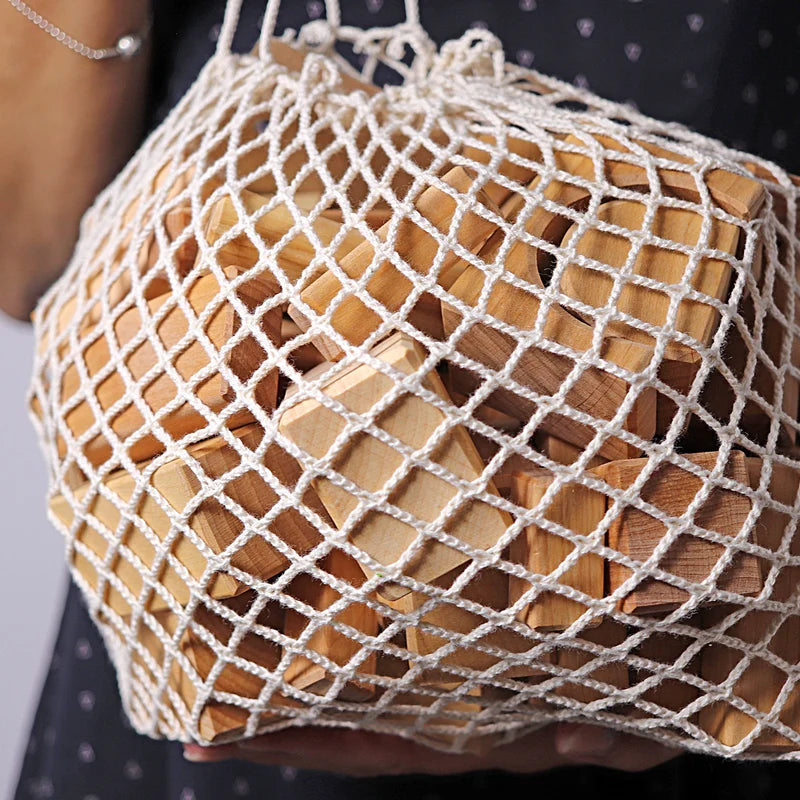 Grimm's - Natural Geometrical Blocks (60 pcs) in Net Bag