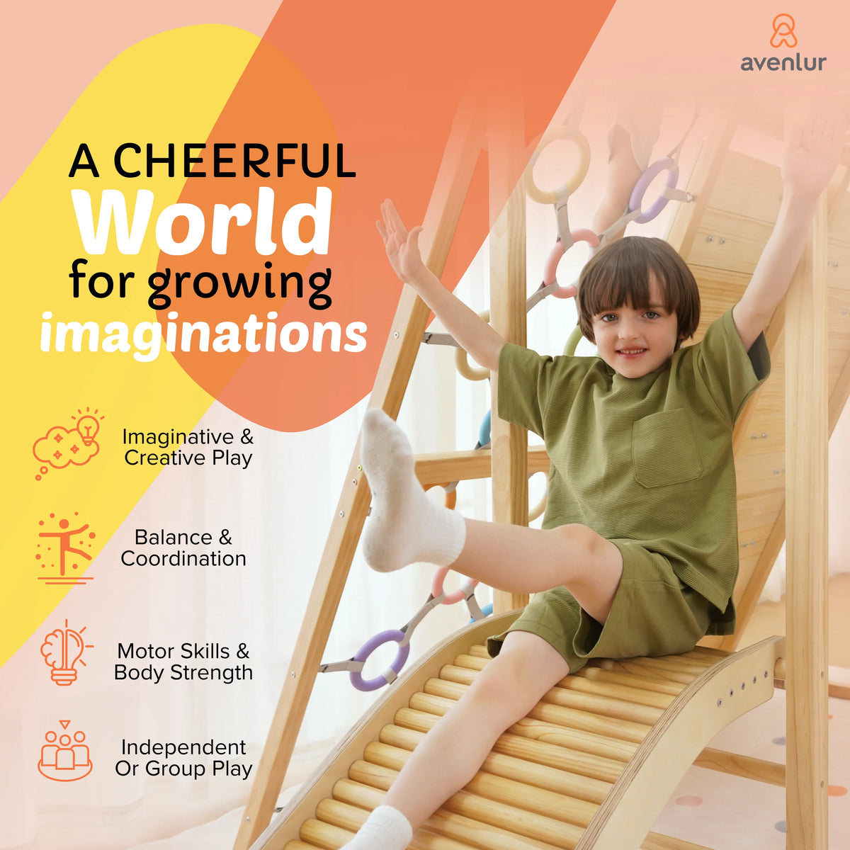 Sweetgum 8-in-1 Indoor Playset for Toddlers with Slide and Swing by Avenlur