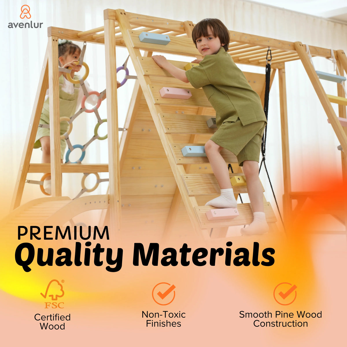 Sweetgum 8-in-1 Indoor Playset for Toddlers with Slide and Swing by Avenlur