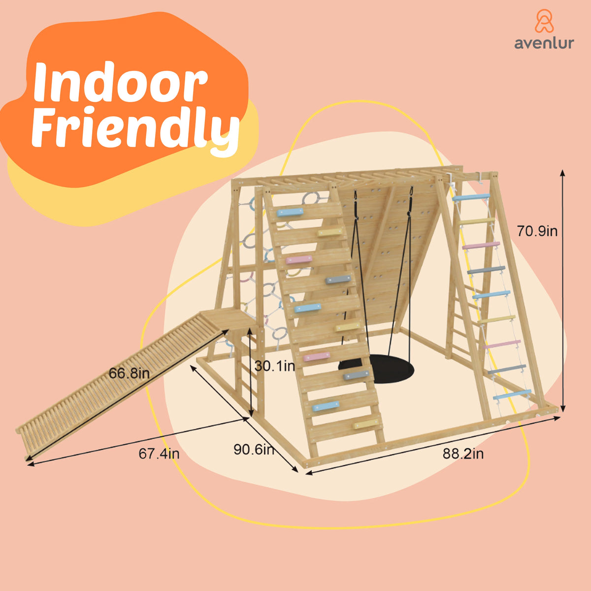 Sweetgum 8-in-1 Indoor Playset for Toddlers with Slide and Swing by Avenlur