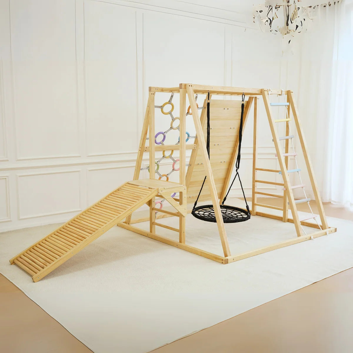 Sweetgum 8-in-1 Indoor Playset for Toddlers with Slide and Swing by Avenlur