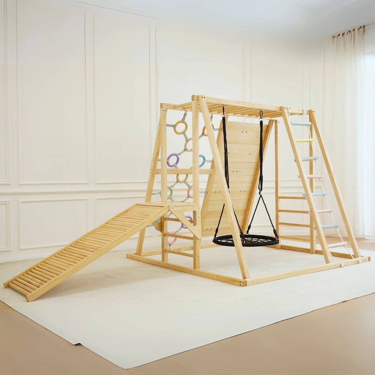 Sweetgum 8-in-1 Indoor Playset for Toddlers with Slide and Swing by Avenlur