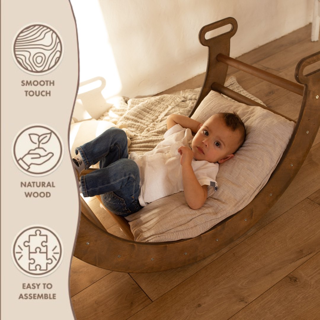 Arche d'escalade Chocolat + Coussin - Grimpeurs Montessori pour tout-petits