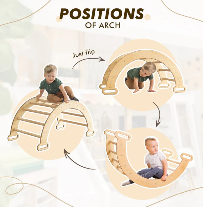 Balance Rocking Kids Climbing Arch & Balance Rocker - Montessori Climber by Goodevas – Wood ...