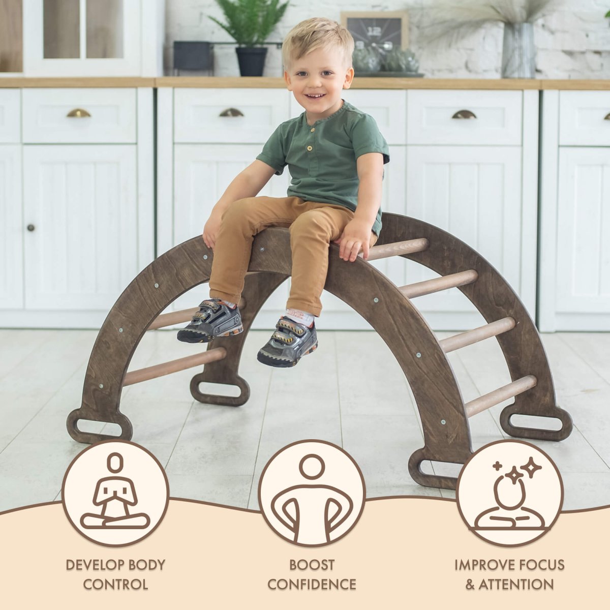Balance Rocking Kids Climbing Arch & Rocker Balance - Montessori Climbers for Kids 1-7 y.o ...