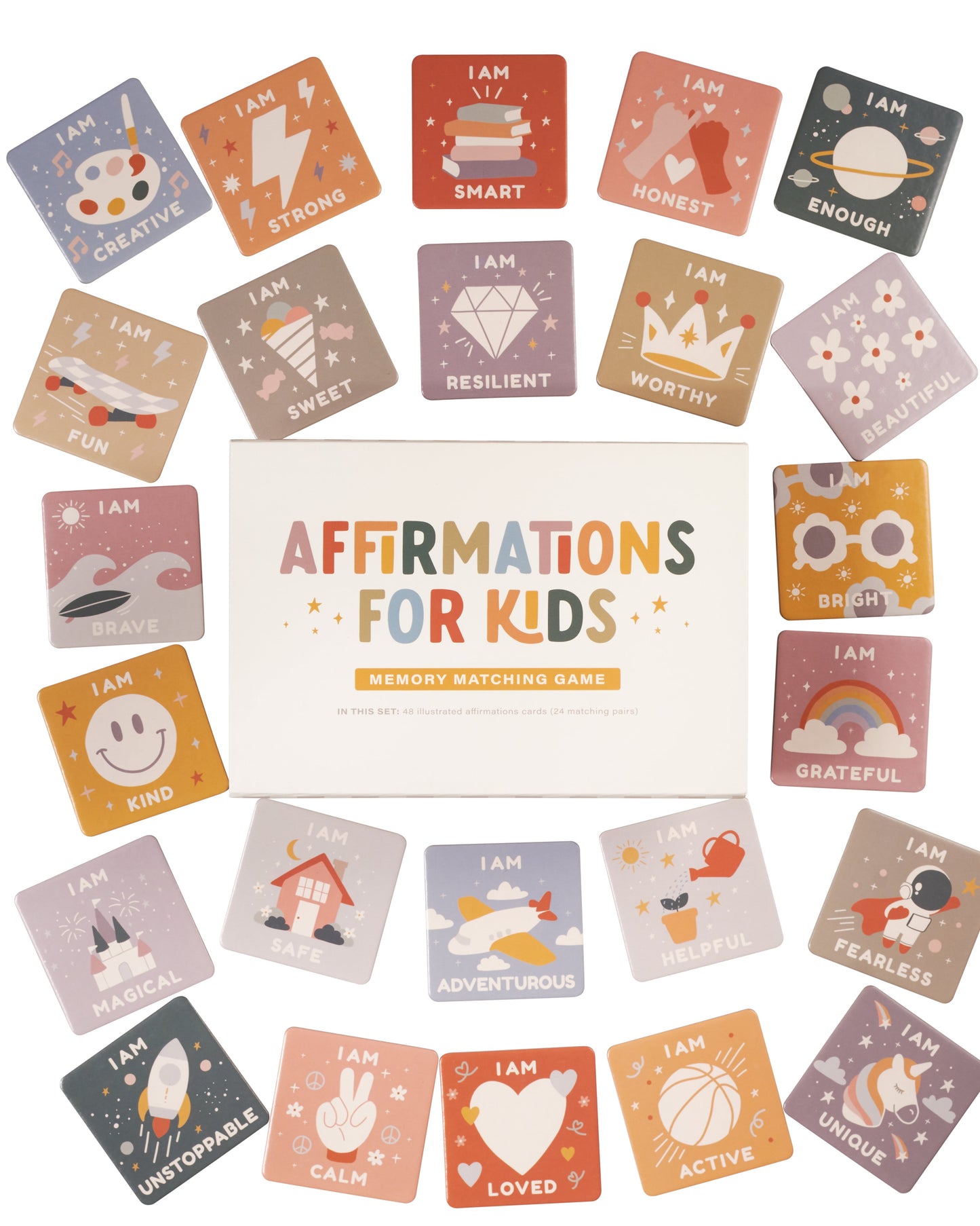 Affirmations pour le jeu de correspondance de mémoire pour enfants