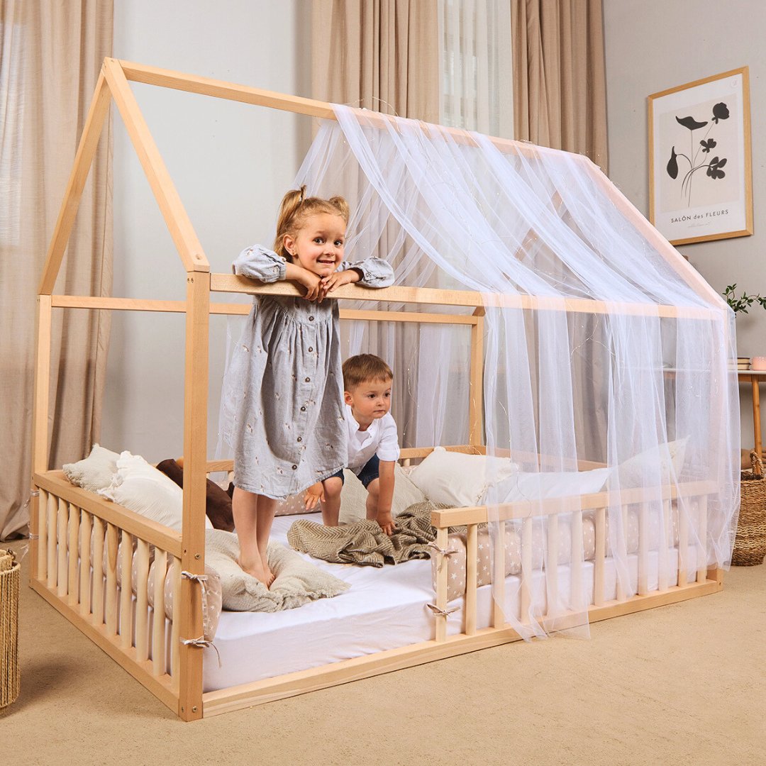 Lit maison pour enfants et tout-petits à partir de 1 an (taille double américaine) + CADEAU GRATUIT