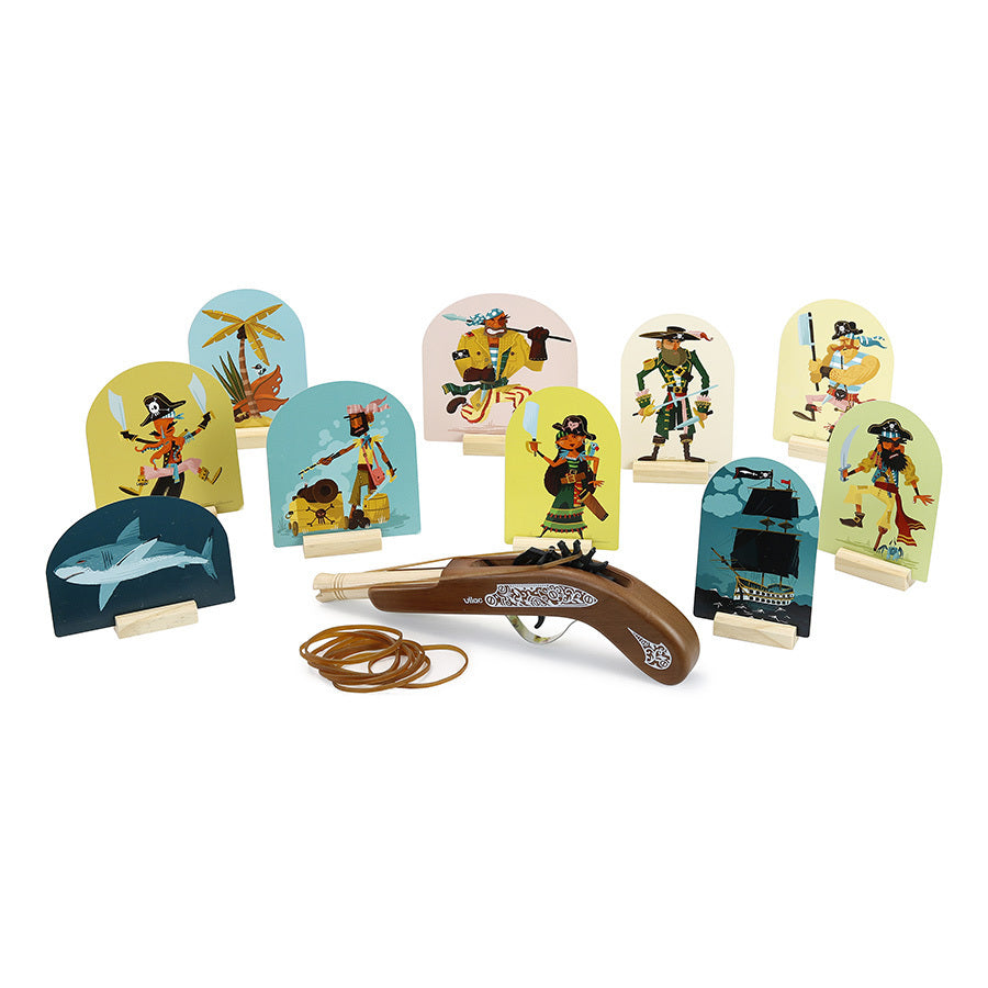 (DAMAGED BOX) Pirates Wood Gun and Targets - by Vilac