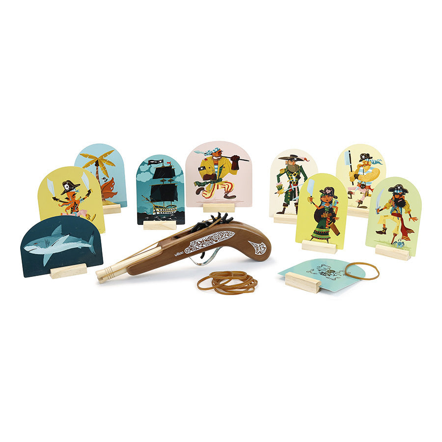 (DAMAGED BOX) Pirates Wood Gun and Targets - by Vilac