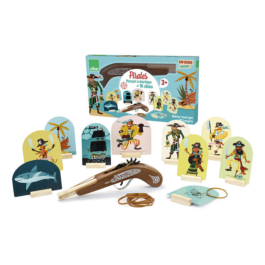 (DAMAGED BOX) Pirates Wood Gun and Targets - by Vilac
