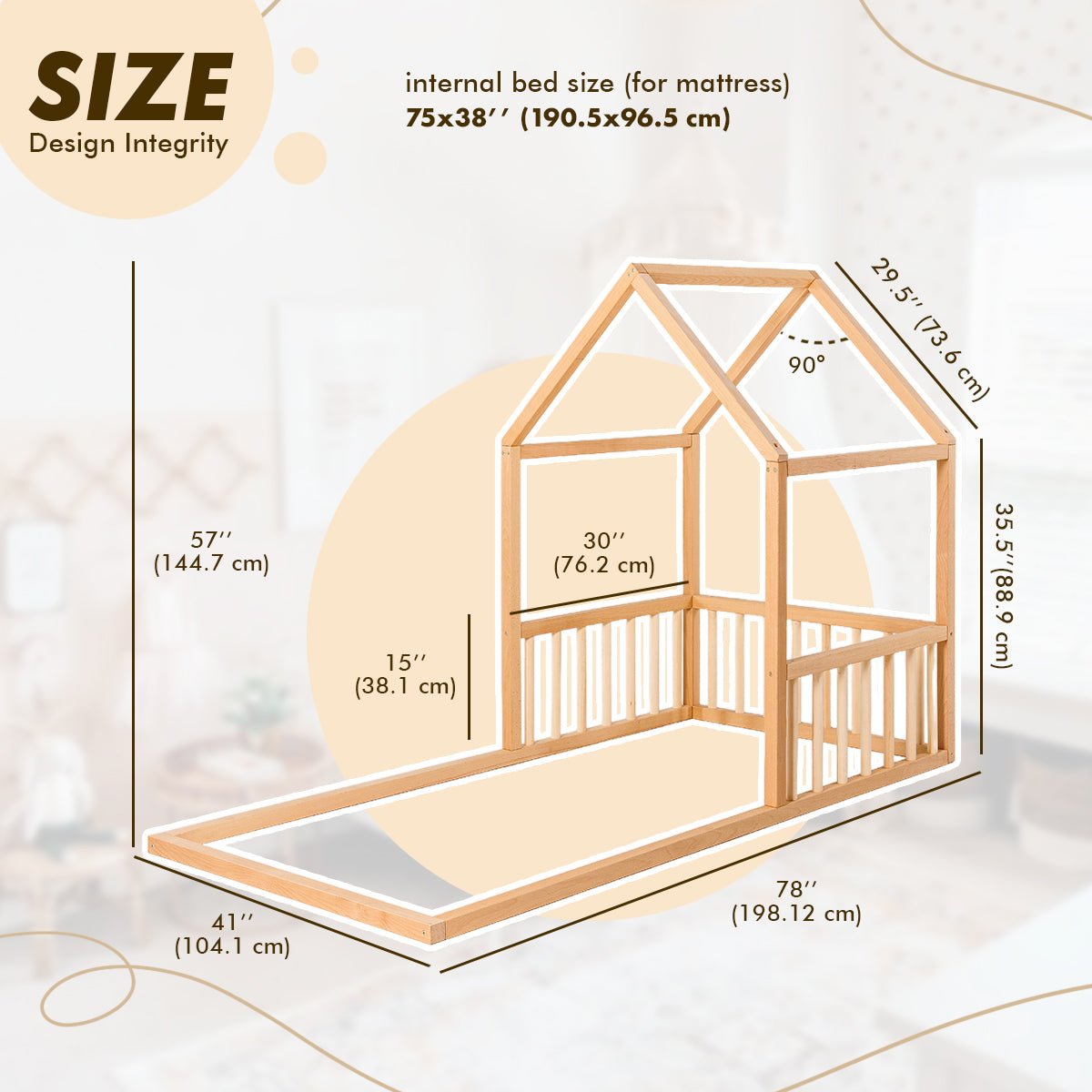 Small House Bed For Kids and Toddlers from 2 y.o. (US Twin-Size) + FREE GIFT