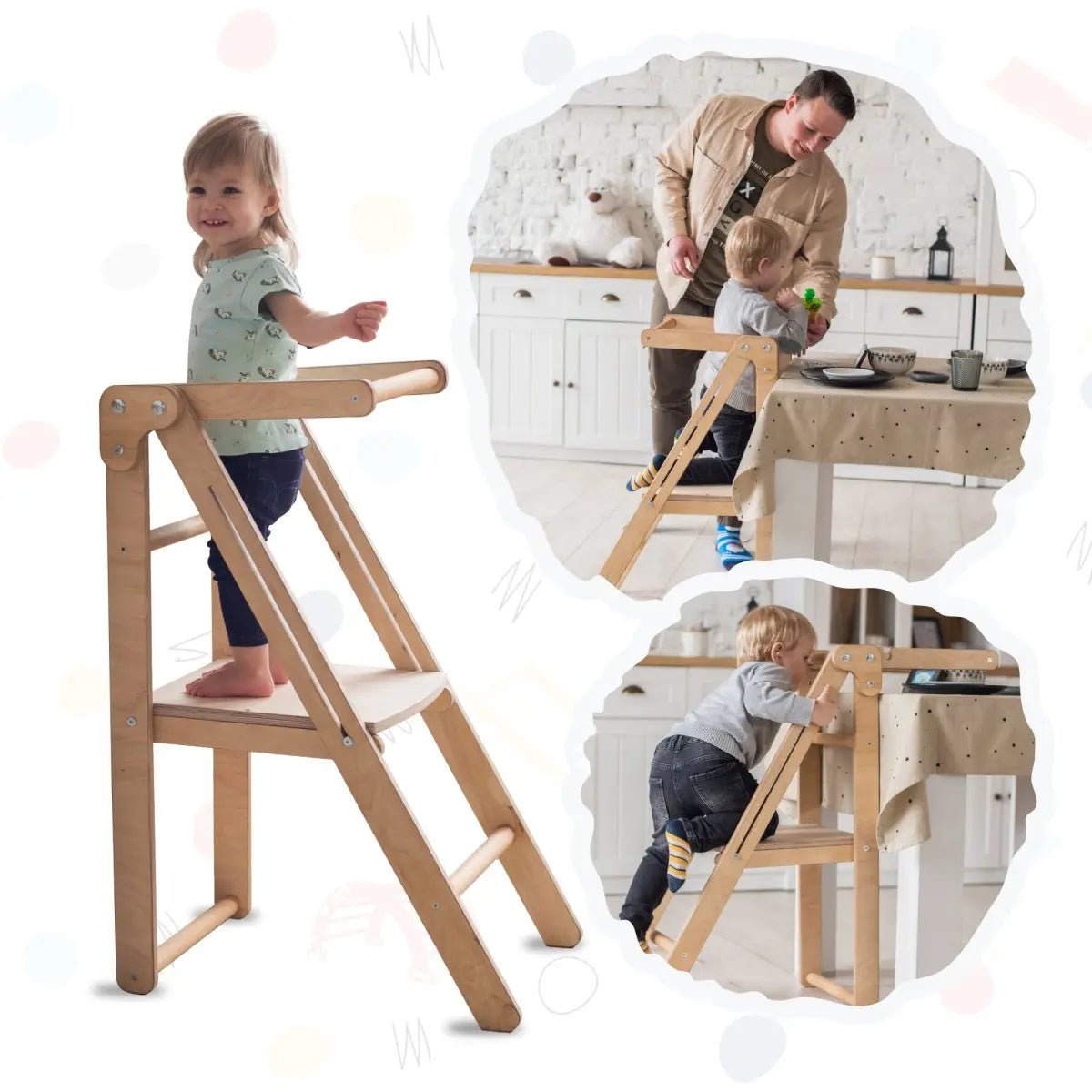 Wooden Step Stool for Preschool - Kid Chair That Grows